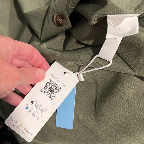 💚NWT,Cupshe,Olive Green Lightweight Dress, Asymmetrical Wooden Buttons,Size L - Picture 11 of 11